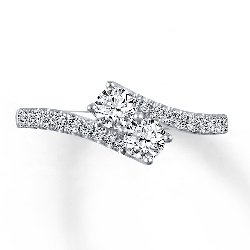 Main Image 1 of Previously Owned Ever Us Two-Stone Ring 3/4 ct tw Round-cut Diamonds 14K White Gold - Size 3.75