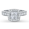Thumbnail Image 0 of Previously Owned Diamond Engagement Ring 1 1/6 ct tw Princess/Round 14K White Gold