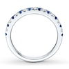 Thumbnail Image 1 of Previously Owned Sapphire & Diamond Wedding Band 1/8 ct tw Round-cut 14K White Gold Band