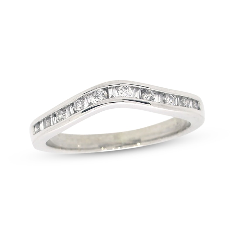 Main Image 1 of Previously Owned Diamond Enhancer Ring 1/5 ct tw Round/Baguette-cut 14K White Gold