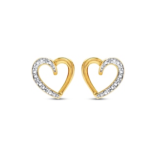 Previously Owned Diamond Heart Earrings 10K Yellow Gold | Kay Outlet