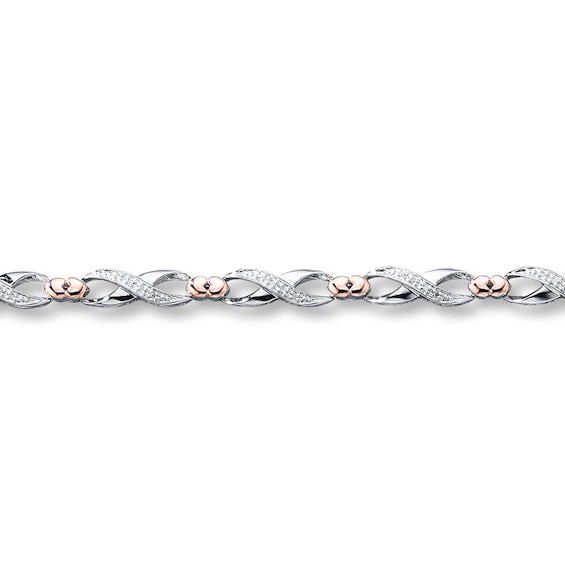 Previously Owned Infinity Bracelet 1/8 ct tw Diamonds Sterling Silver & 10K Rose Gold