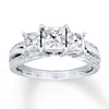 Thumbnail Image 1 of Previously Owned Diamond Ring 3/4 ct tw Princess & Round-cut  14K White Gold