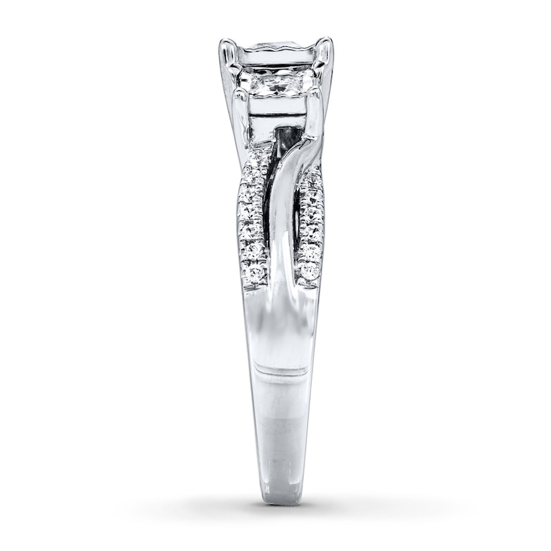 Main Image 3 of Previously Owned Diamond Ring 3/4 ct tw Princess & Round-cut  14K White Gold