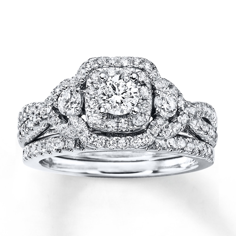 Previously Owned Diamond Bridal Set 1-1/8 ct tw Round-cut 14K White ...