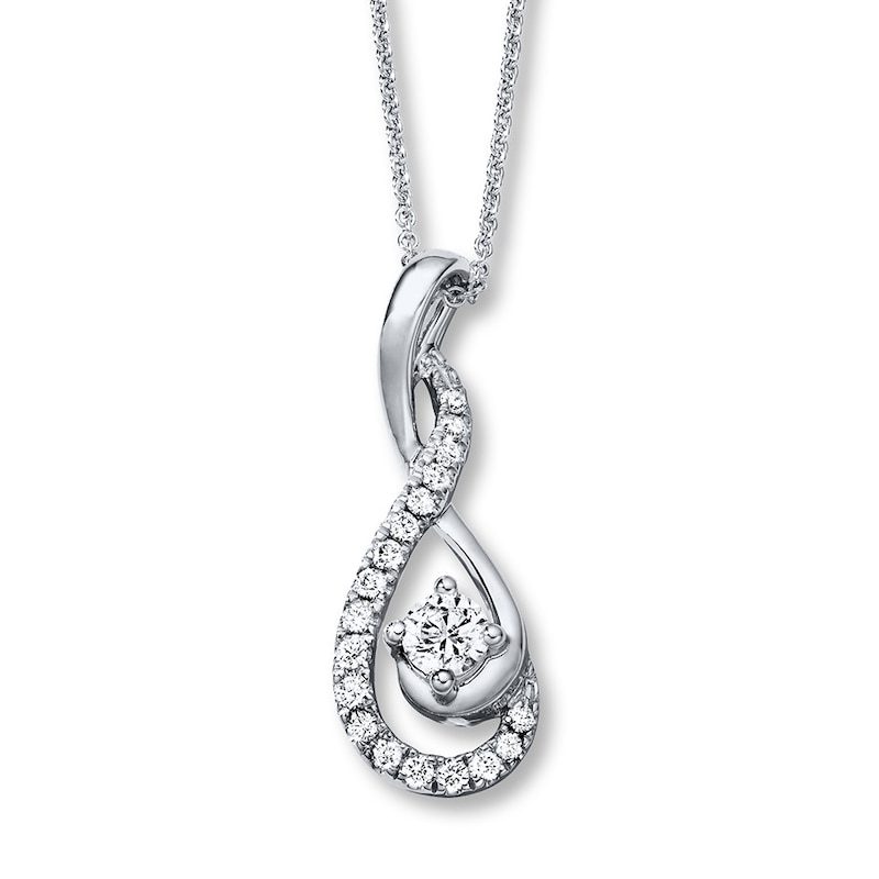 Main Image 1 of Previously Owned Diamond Necklace 5/8 ct tw Round-cut 18K White Gold