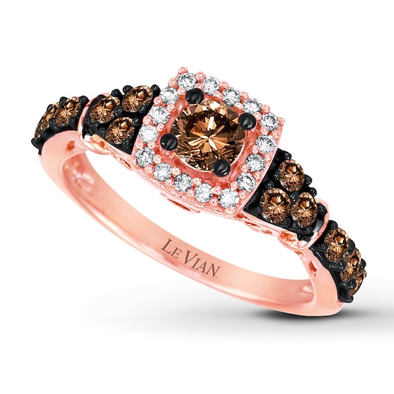Previously Owned Le Vian Chocolate Diamonds / ct tw Round-cut Ring 14K Strawberry Gold