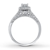 Thumbnail Image 2 of Previously Owned Diamond Engagement Ring 1/2 ct tw Princess & Round-Cut 14K White Gold - Size 4