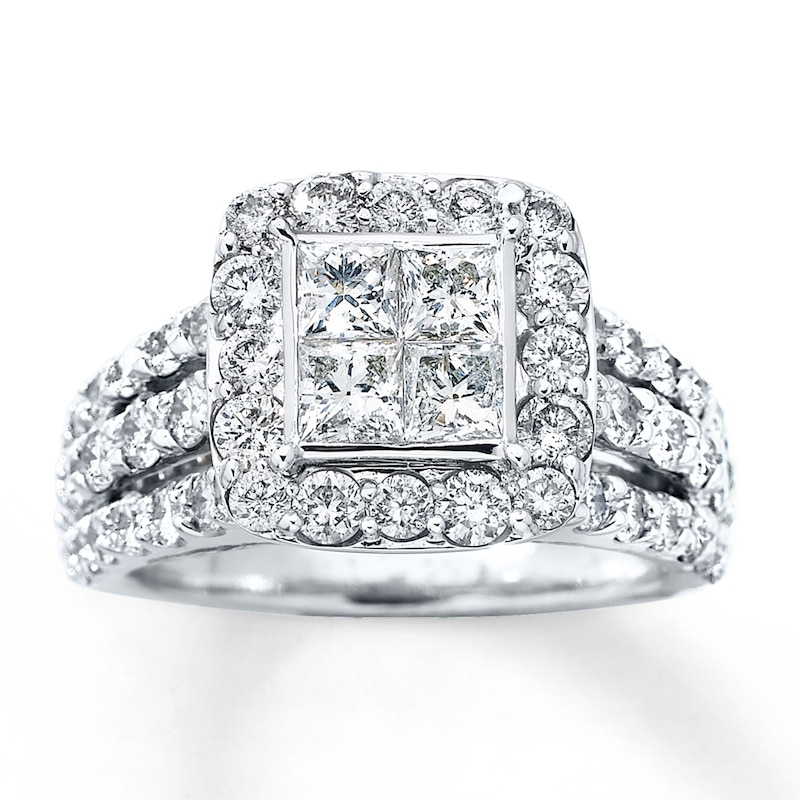 Previously Owned Diamond Engagement Ring 3 ct tw Princess & Round-cut ...