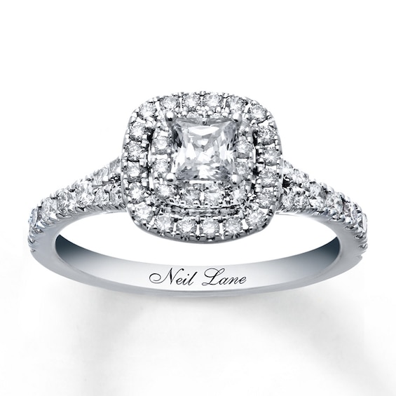 Previously Owned Neil Lane Diamond Engagement Ring 1 ct tw Princess & Round-cut 14K White Gold - Size 5.25