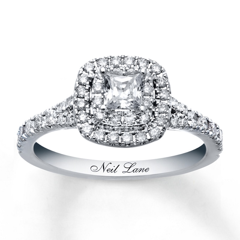 Previously Owned Neil Lane Diamond Engagement Ring 1 ct tw Princess & Round-cut 14K White Gold - Size 5.25