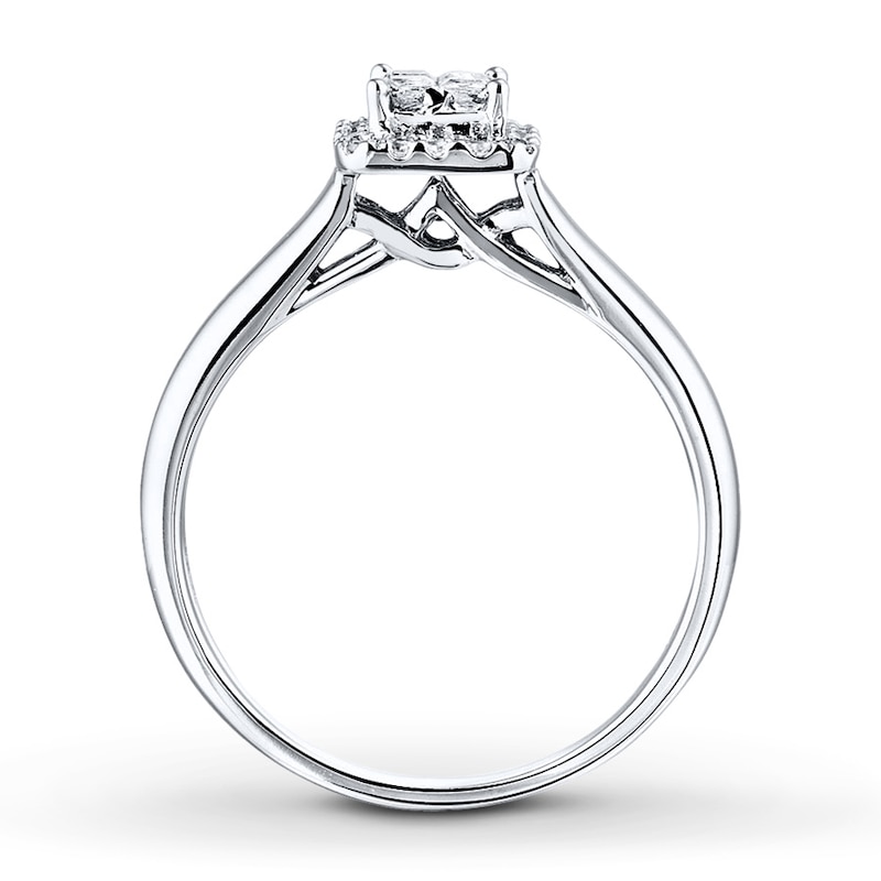 Previously Owned Diamond Engagement Ring 1/2 ct tw Princess & Round-cut 10K White Gold - Size 4.5
