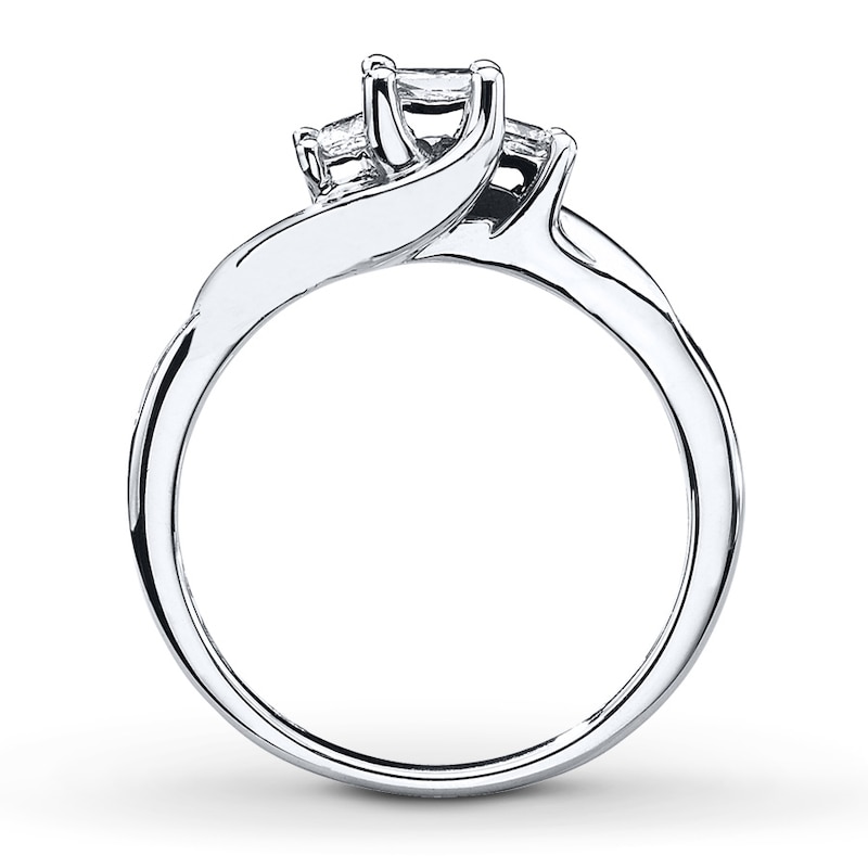 Previously Owned Diamond Engagement Ring 1/2 ct tw Princess & Round-cut 10K White Gold - Size 5.25