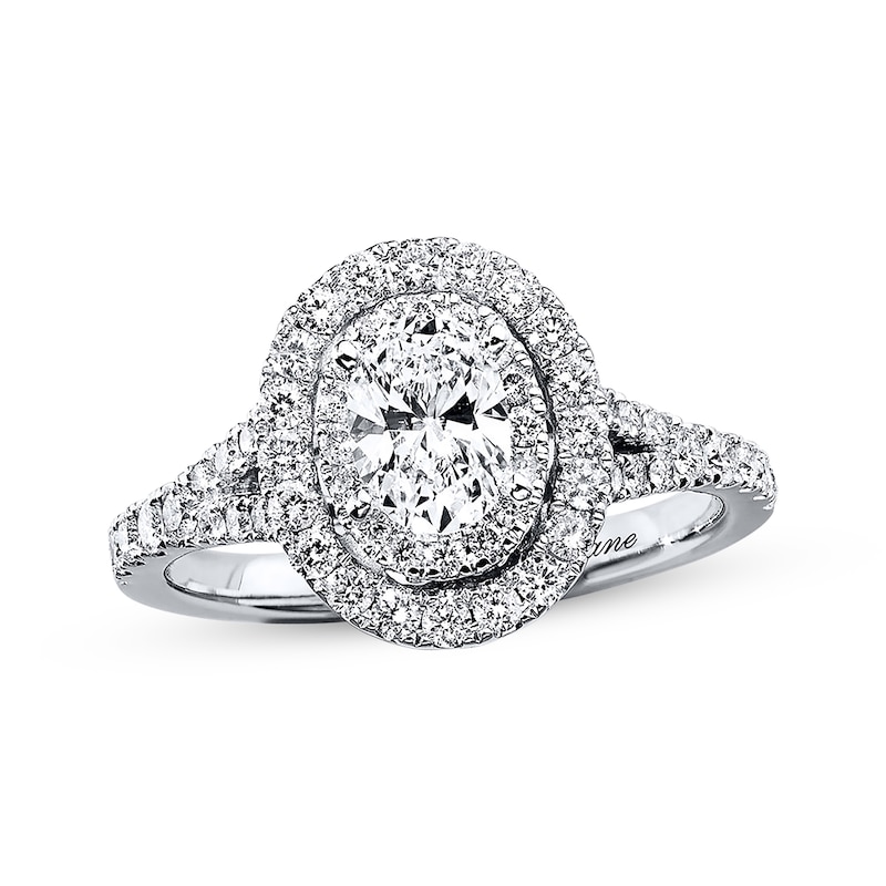 Previously Owned Neil Lane Engagement Ring 1 ct tw Oval & Round-cut Diamonds 14K White Gold - Size 4.5