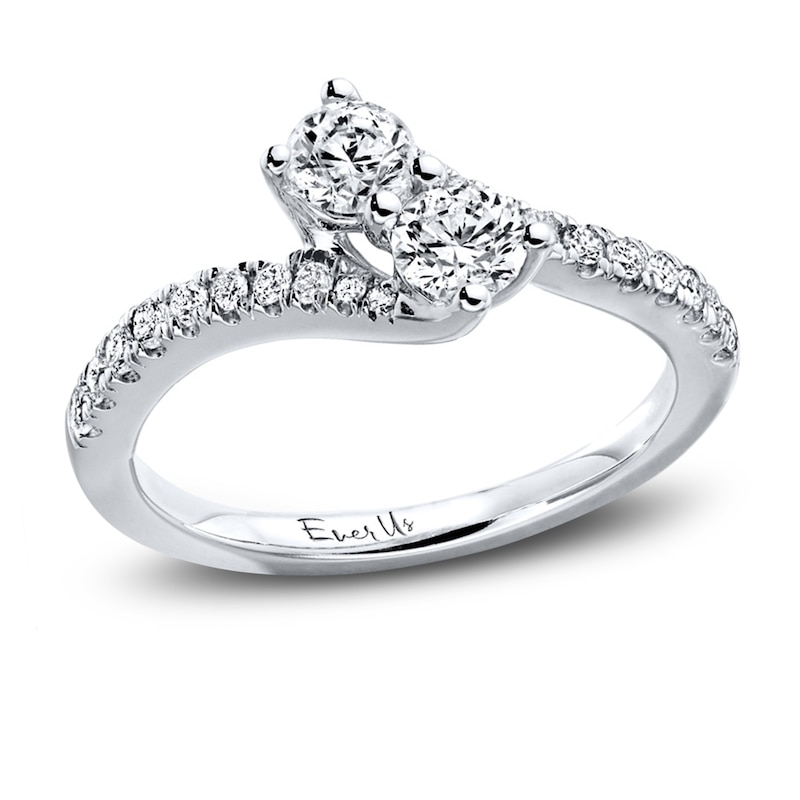 Main Image 1 of Previously Owned Ever Us Two-Stone Anniversary Ring 3/4 ct tw Round-cut Diamonds 14K White Gold - Size 9.25