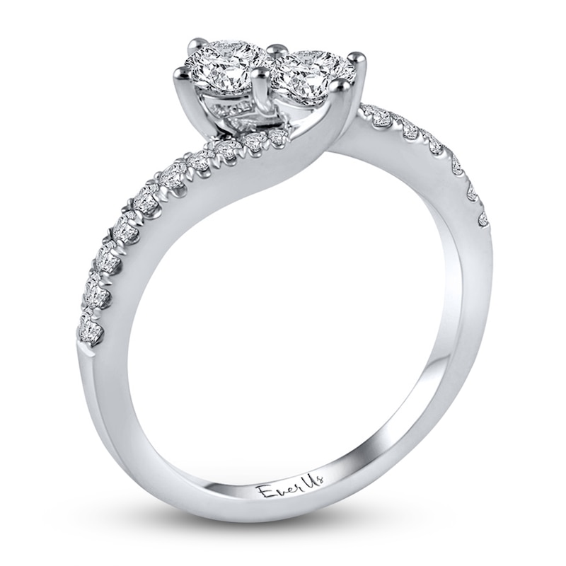 Main Image 2 of Previously Owned Ever Us Two-Stone Anniversary Ring 3/4 ct tw Round-cut Diamonds 14K White Gold - Size 9.25