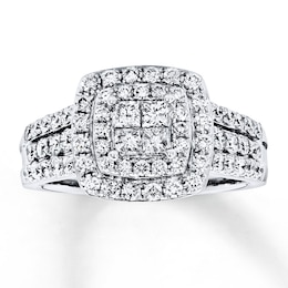 Previously Owned Diamond Engagement Ring 1 ct tw Princess & Round-cut 14K White Gold