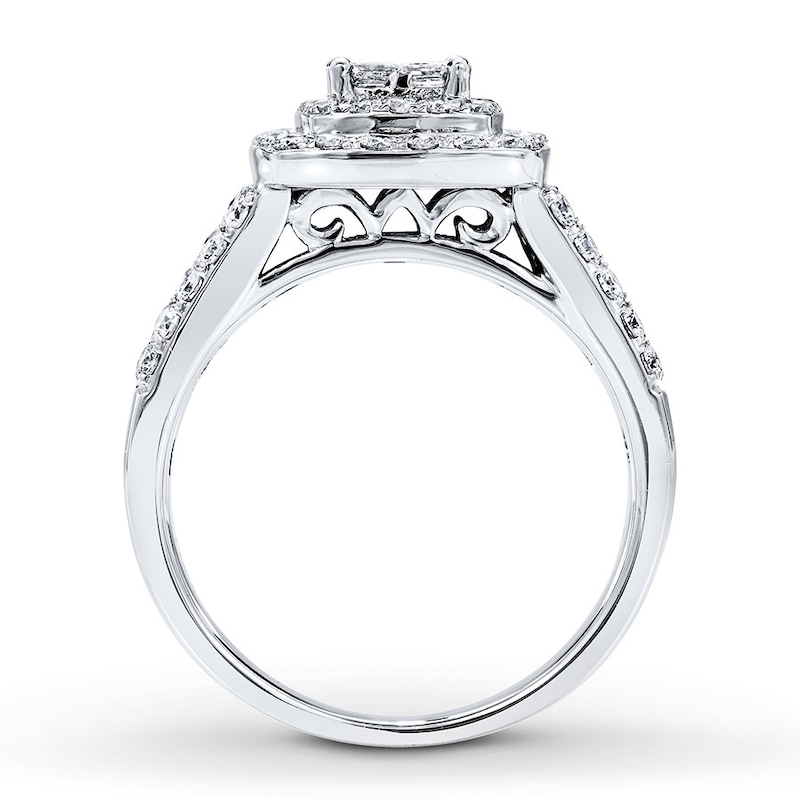 Main Image 2 of Previously Owned Diamond Engagement Ring 1 ct tw Princess & Round-cut 14K White Gold