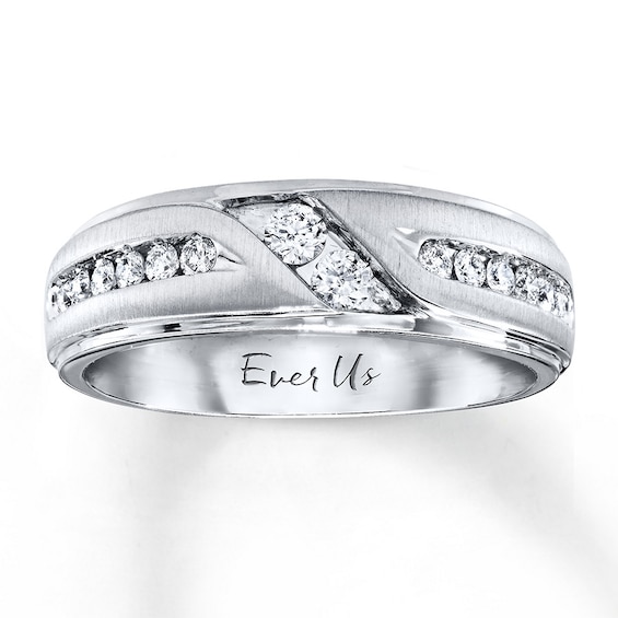 Previously Owned Ever Us Men's Two-Stone Wedding Band 1/ ct tw Round-cut Diamonds 14K White Gold