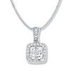 Thumbnail Image 1 of Previously Owned Diamond Necklace 1/2 ct tw Princess-cut/Round 14K White Gold