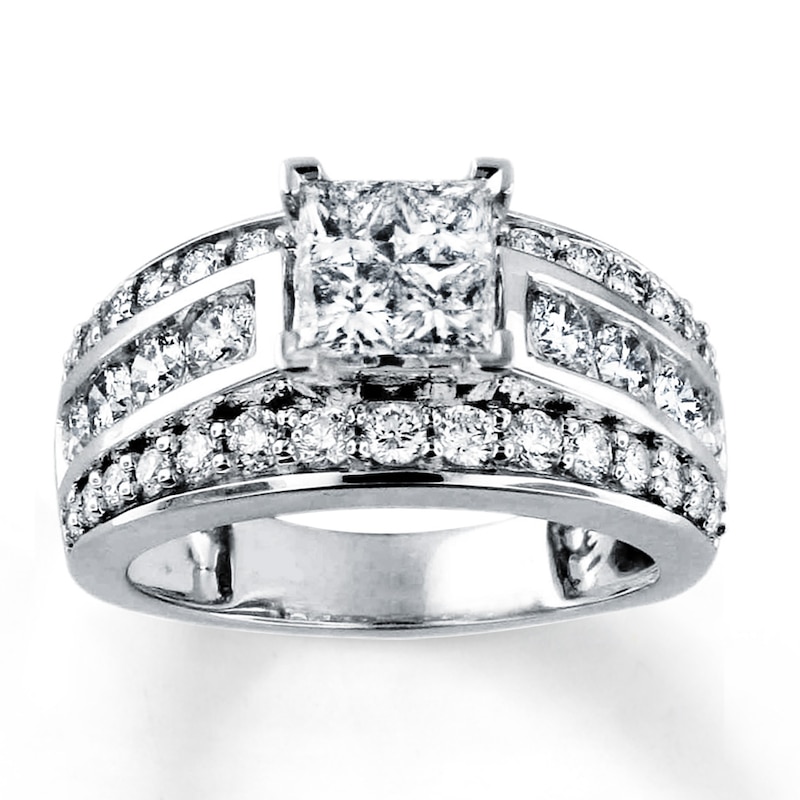 Main Image 1 of Previously Owned Diamond Engagement Ring 2 ct tw Princess & Round-cut 14K White Gold