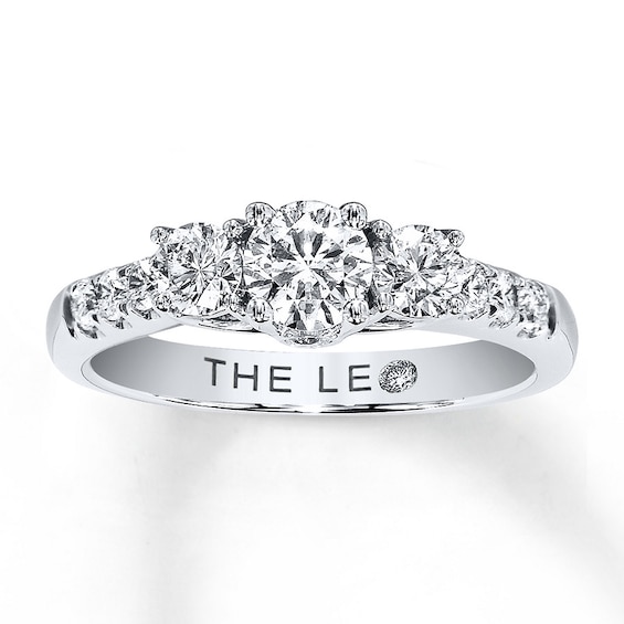 Previously Owned THE LEO Diamond Three-Stone Ring 1 ct tw Round-cut 14K White Gold