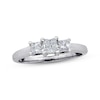 Thumbnail Image 1 of Previously Owned Diamond Three-Stone Engagement Ring 1/2 ct tw Princess-cut 14K White Gold & Platinum