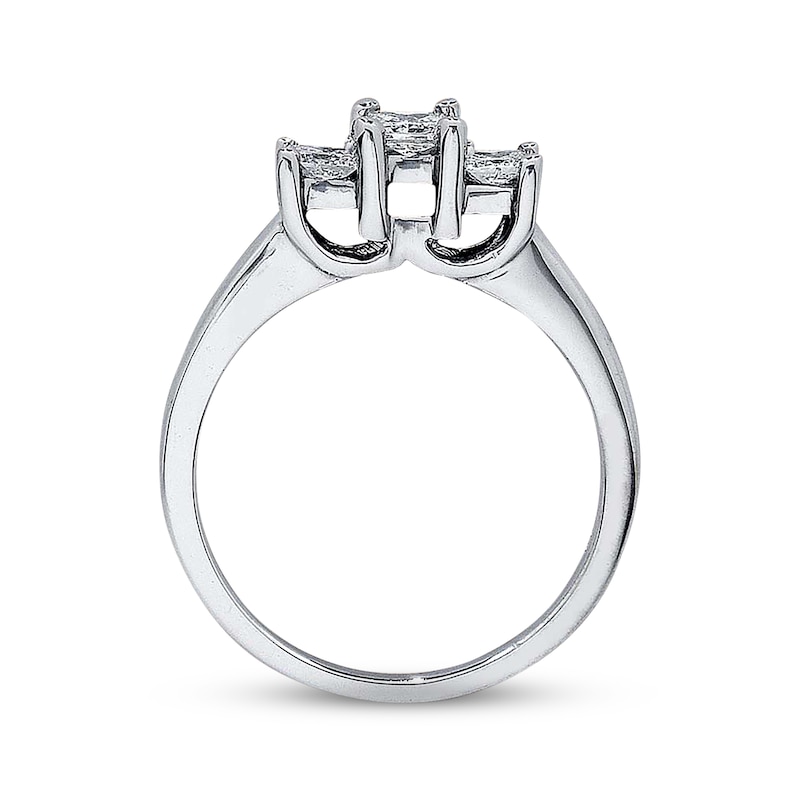 Main Image 2 of Previously Owned Diamond Three-Stone Engagement Ring 1/2 ct tw Princess-cut 14K White Gold & Platinum