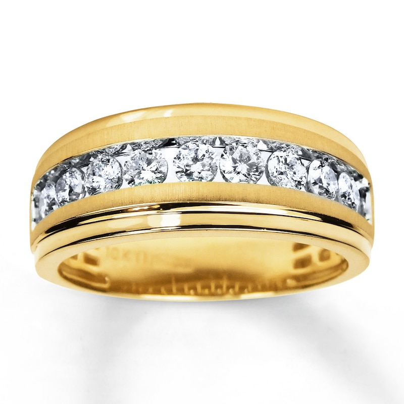 Main Image 1 of Previously Owned Men's Wedding Band 1 ct tw Round-cut Diamonds 10K Yellow Gold