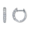 Thumbnail Image 1 of Previously Owned Diamond Hoop Earrings 1/4 ct tw Round-cut 14K White Gold