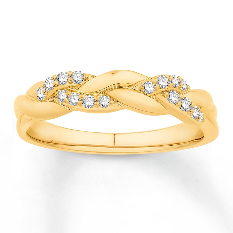 Previously Owned Diamond Stackable Ring 1/6 ct tw Round-cut 10K Yellow Gold - Size 3.75