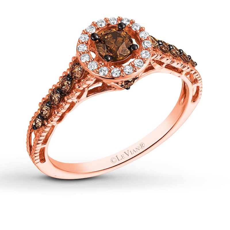 Main Image 1 of Previously Owned Le Vian Chocolate Diamond Ring 5/8 ct tw 14K Strawberry Gold - Size 4.25