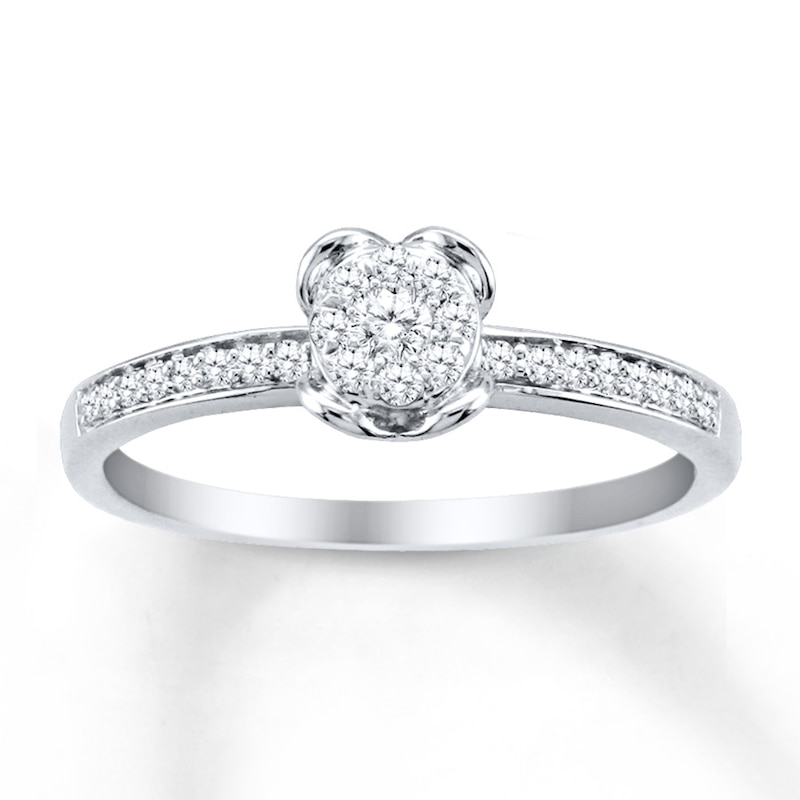 Main Image 1 of Previously Owned Diamond Ring 1/5 ct tw Round-cut 10K White Gold - Size 10.25