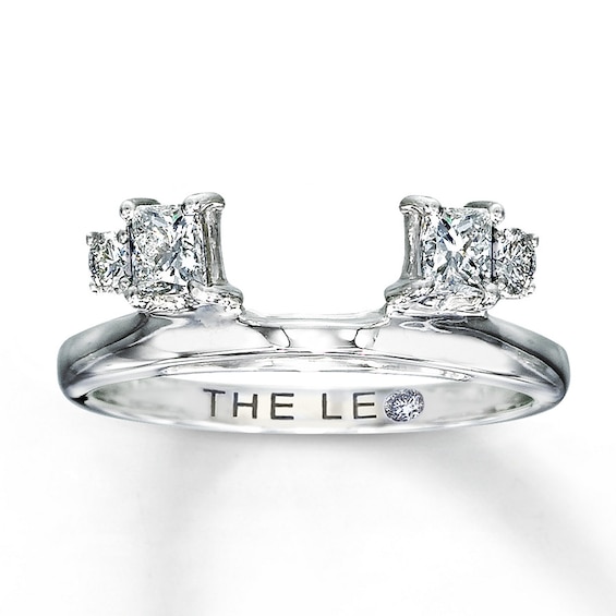 Previously Owned THE LEO Diamond Enhancer Ring 1/2 ct tw Princess & Round-cut 14K White Gold - Size 10.25