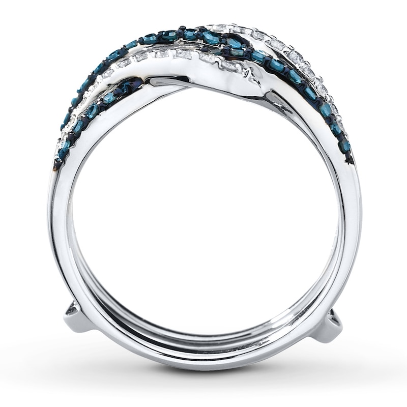 Previously Owned Diamond Enhancer Ring 1/2 ct tw Blue/White 14K White Gold - Size 8