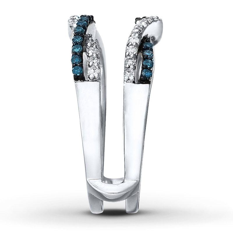 Previously Owned Diamond Enhancer Ring 1/2 ct tw Blue/White 14K White Gold - Size 8
