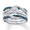 Thumbnail Image 3 of Previously Owned Diamond Enhancer Ring 1/2 ct tw Blue/White 14K White Gold - Size 8