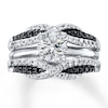 Thumbnail Image 3 of Previously Owned Black & White Diamonds 1/2 ct tw Enhancer Ring 14K White Gold - Size 4.25