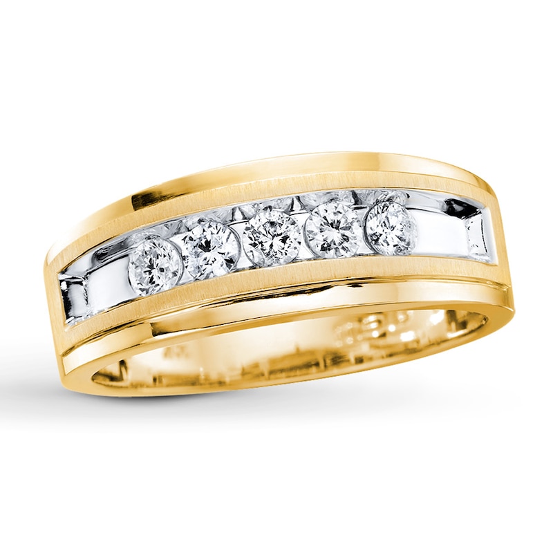 Previously Owned Men's Diamond Wedding Band 1/2 ct tw Round-cut 10K Yellow Gold - Size 8