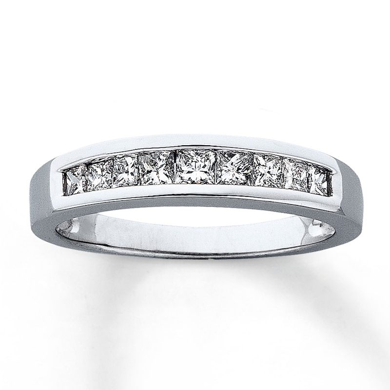 Main Image 1 of Previously Owned Diamond Anniversary Band 1/2 ct tw Princess-cut 14K White Gold - Size 11.25