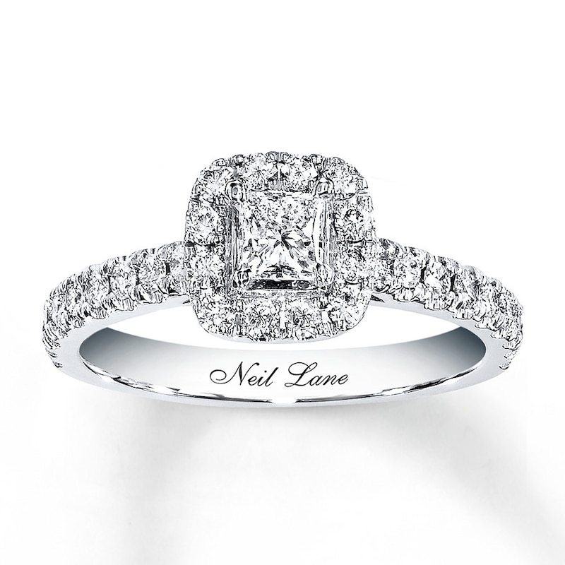 Main Image 1 of Previously Owned Neil Lane Diamond Ring 7/8 ct tw Princess & Round-cut 14K White Gold Size 4.5