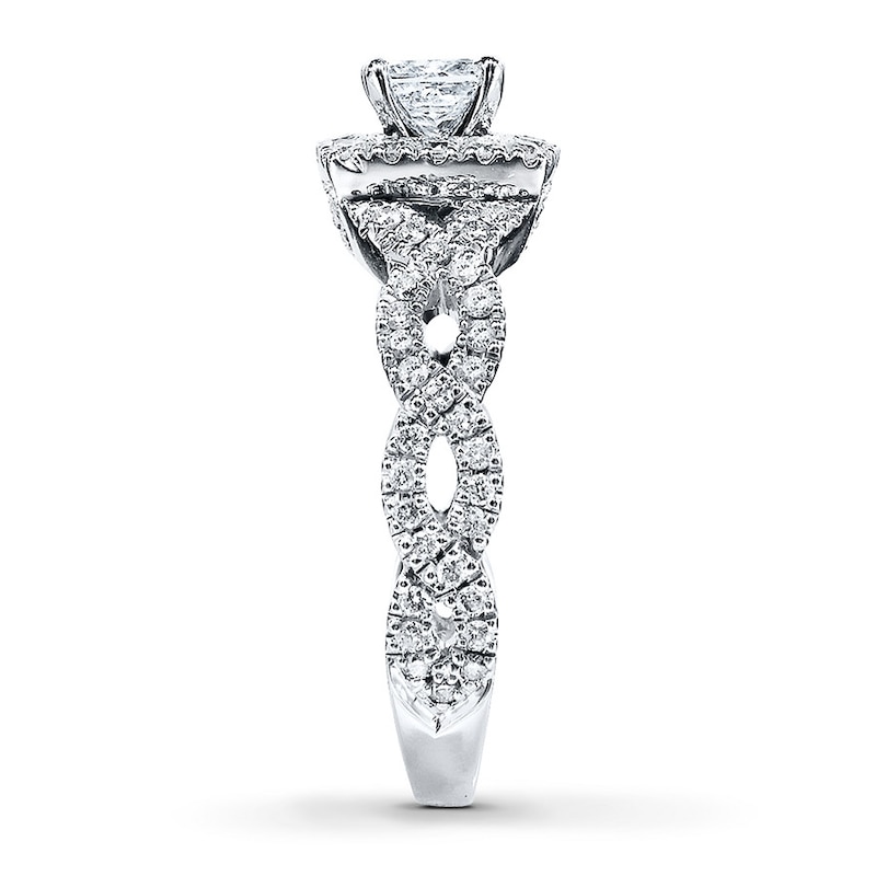 Previously Owned Neil Lane Engagement Ring 1 ct tw Princess & Round-cut Diamonds 14K White Gold - Size 8.5