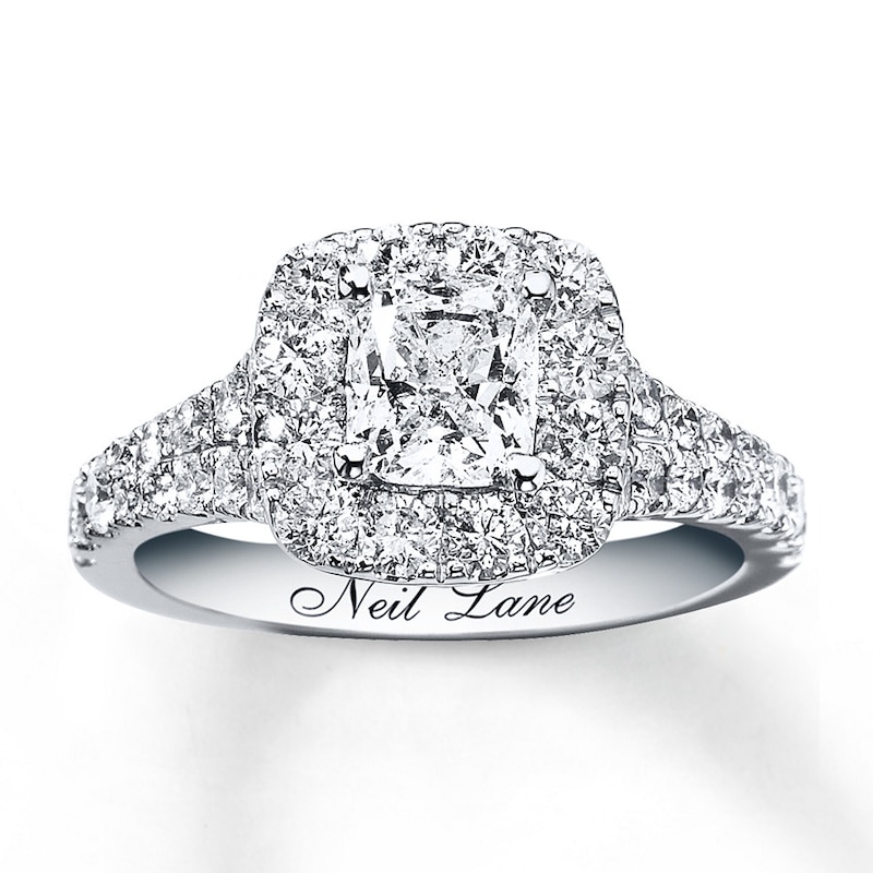 Previously Owned Neil Lane Engagement Ring 2-1/6 ct tw Cushion & Round-cut Diamonds 14K White Gold - Size 5.25