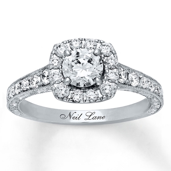 Previously Owned Neil Lane Engagement Ring 1-1/6 ct tw Round-cut Diamonds 14K White Gold - Size 5
