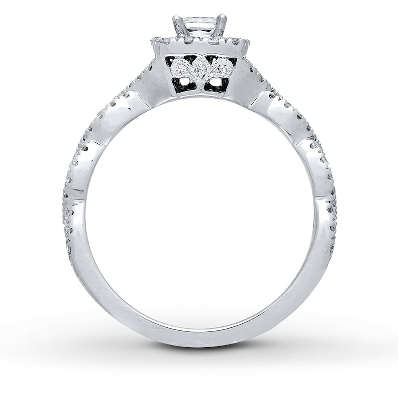 Previously Owned Neil Lane Engagement Ring 5/8 ct tw Princess & Round-cut 14K White Gold - Size 10