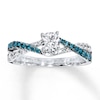 Thumbnail Image 1 of Previously Owned Blue/White Diamond Engagement Ring 3/4 ct tw Round-cut 14K White Gold - Size 8.5