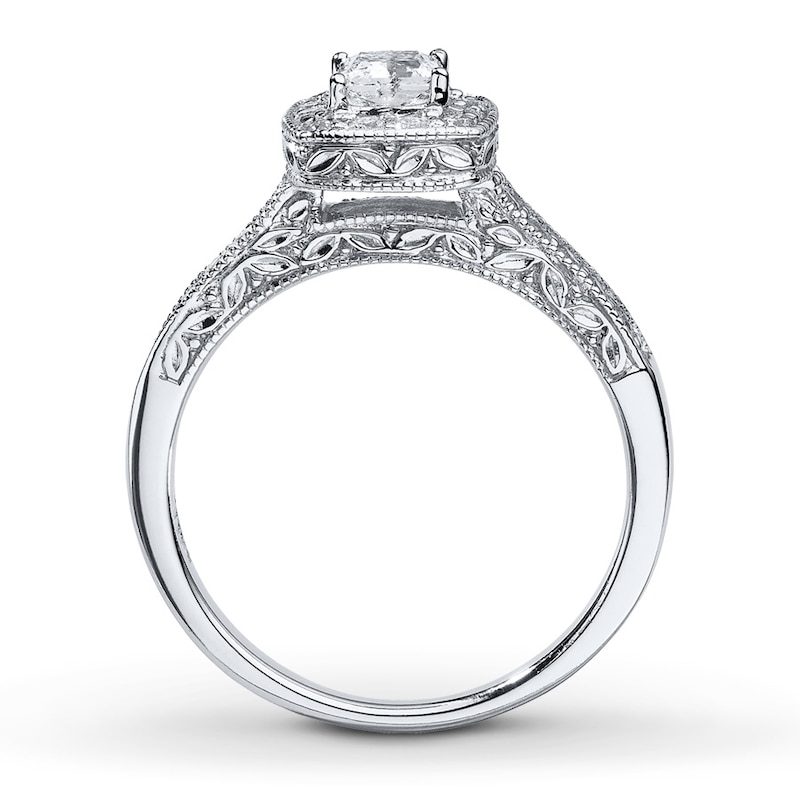 Previously Owned Diamond Engagement Ring 1/2 ct tw Princess & Round-cut 14K White Gold - Size 4.75