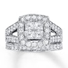 Thumbnail Image 1 of Previously Owned Diamond Bridal Set 2 ct tw Princess & Round-cut 14K White Gold - Size 12