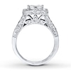 Thumbnail Image 2 of Previously Owned Diamond Bridal Set 2 ct tw Princess & Round-cut 14K White Gold - Size 12