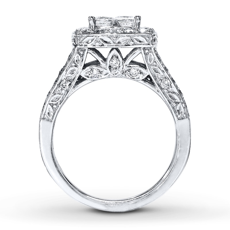 Main Image 2 of Previously Owned Diamond Bridal Set 2 ct tw Princess & Round-cut 14K White Gold - Size 12